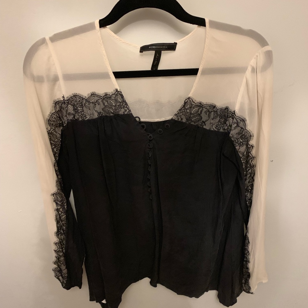 Sheer long sleeve lace shirt